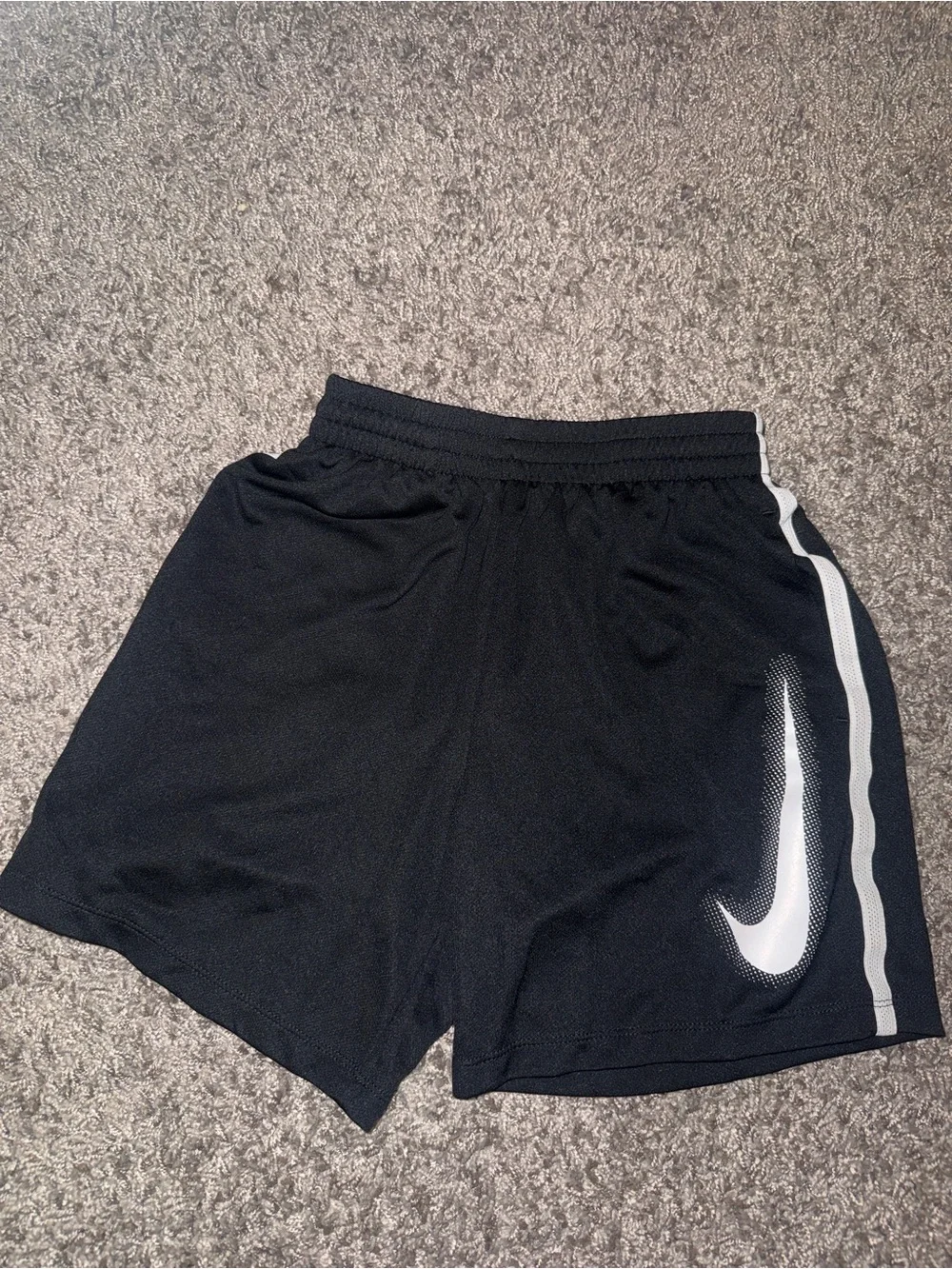 Nike Black Shorts with White Swoosh and Side Stripe
